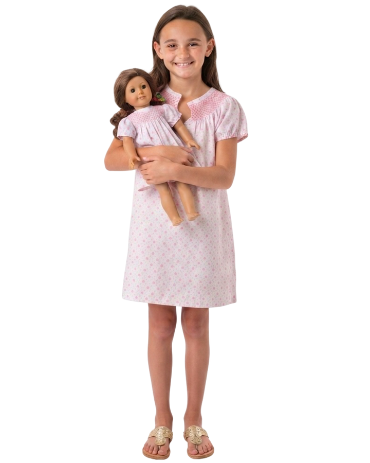The Michelle Dress For Girls in White and Pink