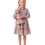 The Nicolette Girls dress in Blue and Pink Floral Block Print