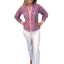 The Reynolds Cotton Hand Block Printed Top in Purple and Pink