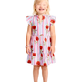 The Tinley Striped Cotton Hand Block Printed Cotton Dress for Girls in Pink Blue Floral