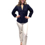 The Emerson Top in Navy Cotton Jacquard