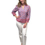 The Melody Cotton Hand Block Printed Top in Blue Red