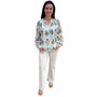 The Chandler Hand Blocked Striped Floral Cotton Top
