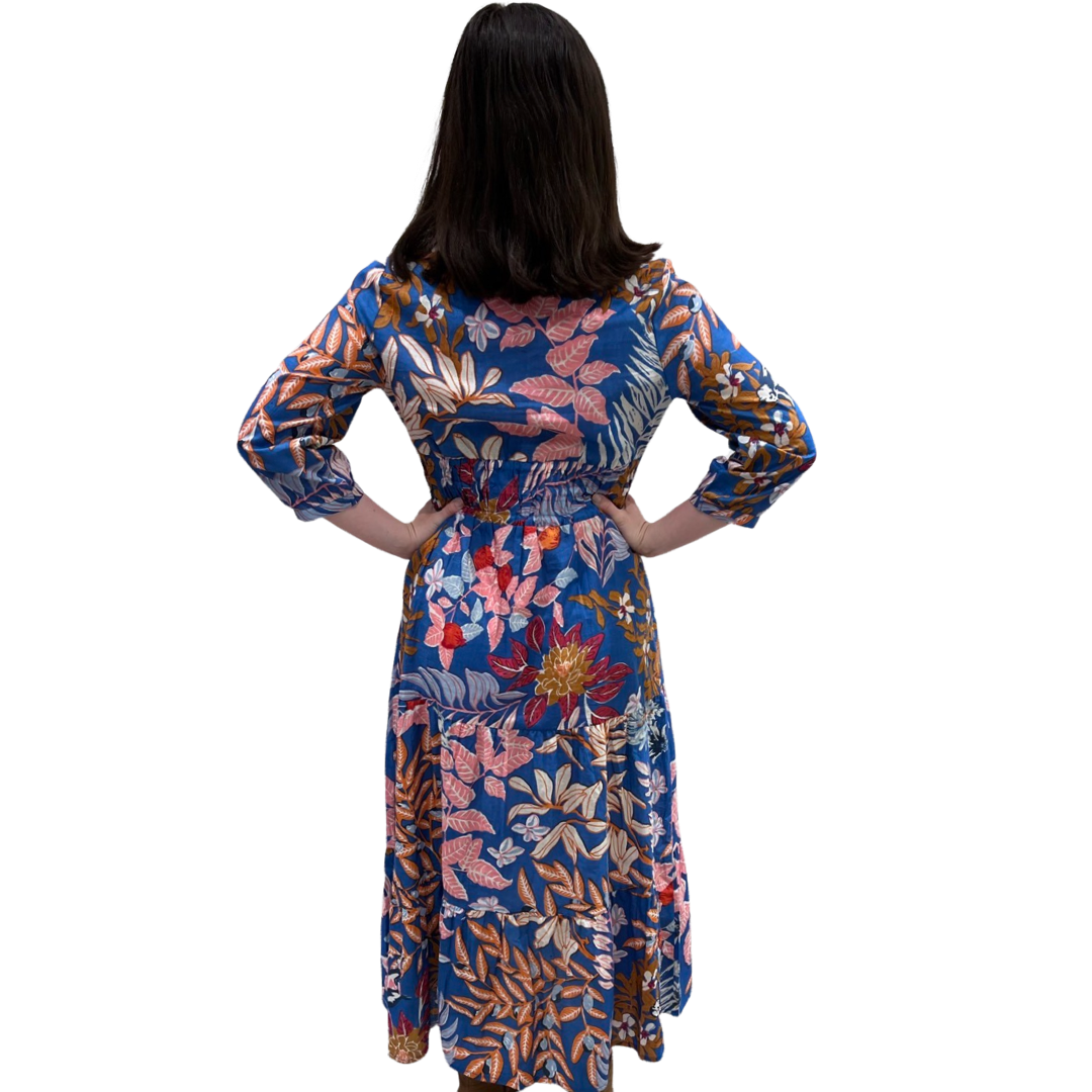The Sydney Cinch Waist Dress in Beautiful Blue Floral — view 6