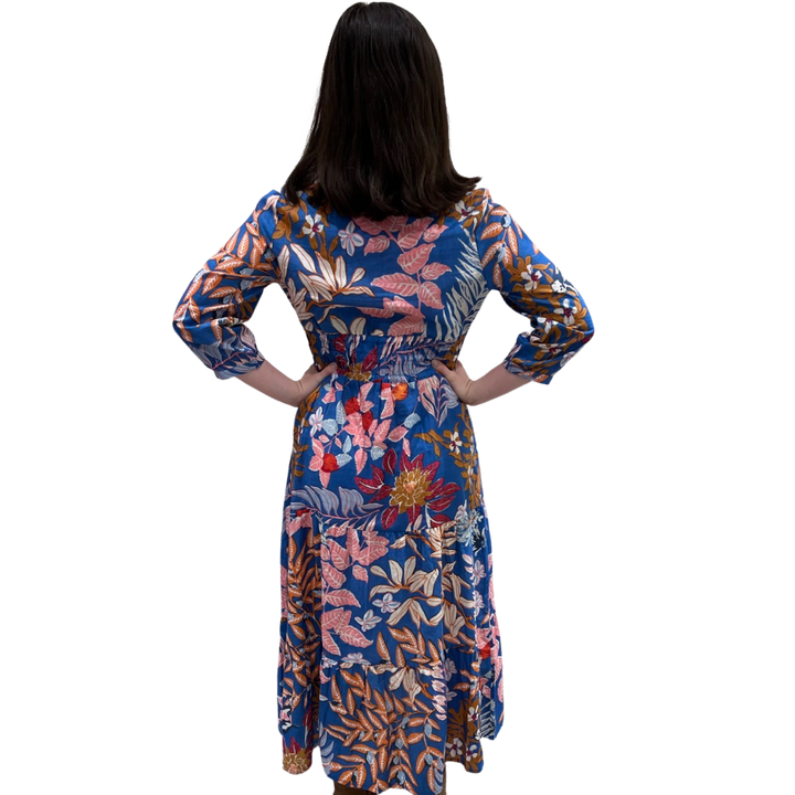 The Sydney Cinch Waist Dress in Beautiful Blue Floral — view 6
