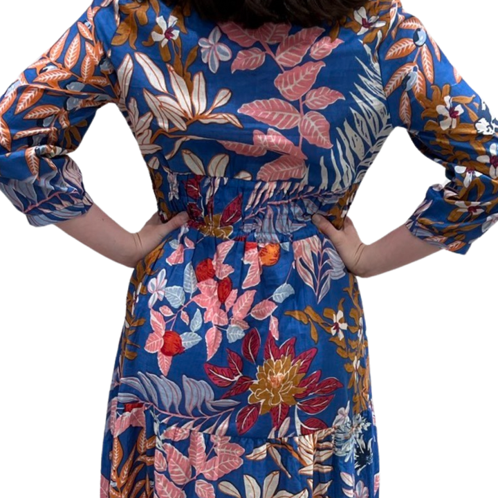 The Sydney Cinch Waist Dress in Beautiful Blue Floral — view 5