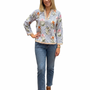 The Kelsea Top in Blue Striped Floral