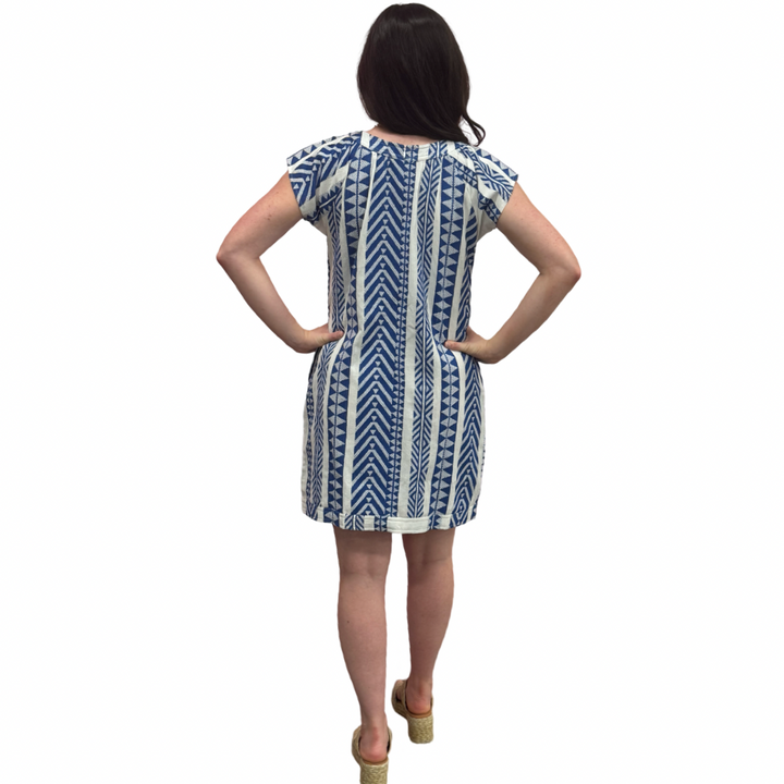 The Quinn Dress in Royal and White Jacquard — view 9