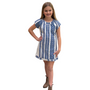 The Quinn Cotton Jacquard Dress in Blue and White for Girls