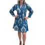The Alexa Dress in Blue White Cotton Lurex