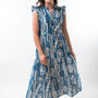 The Campbell Long Length Dress in Teal and White