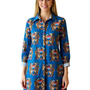 The Cullen Button Front Shirt Dress in Royal blue Twinning Tiger Cotton