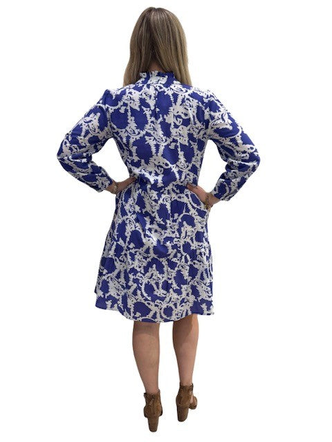 The Bella Ruffle Trim Dress in Purple White — view 4