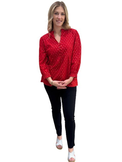 The Cameron Top in Red and Silver — view 5