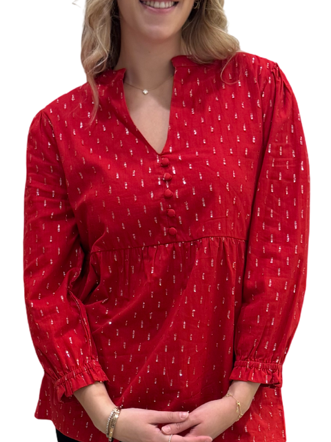The Cameron Top in Red and Silver — view 4