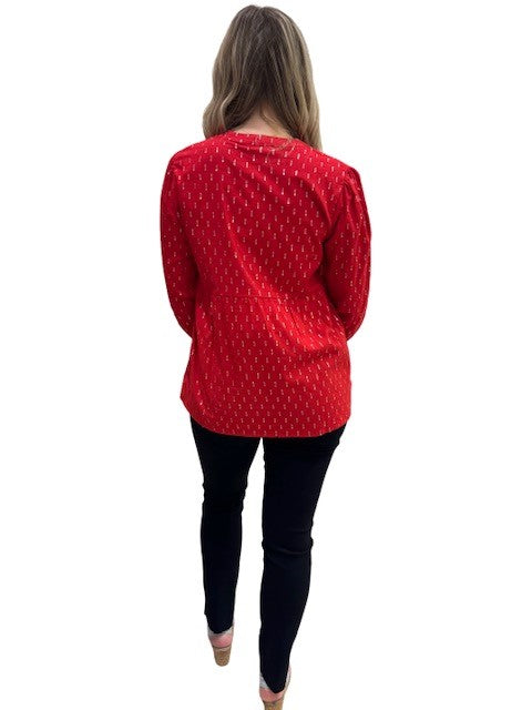The Cameron Top in Red and Silver — view 3