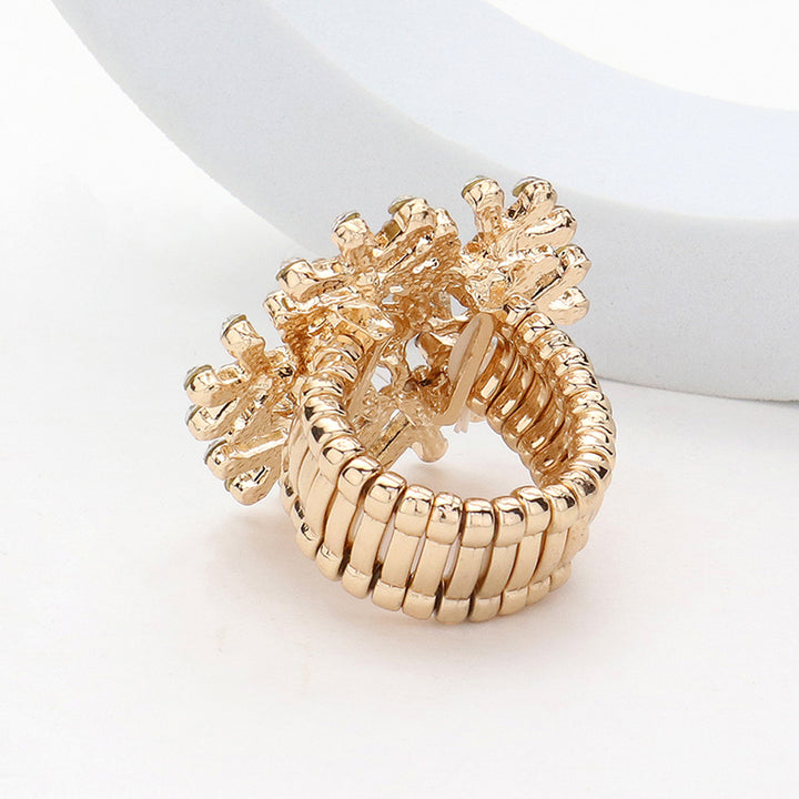 Stone Snowflake Pointed Stretch Ring — view 2