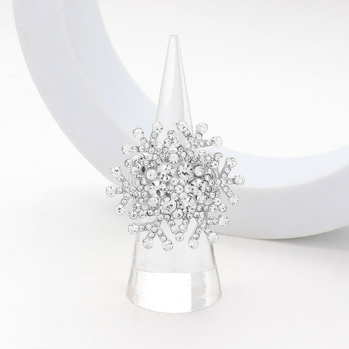 Stone Snowflake Pointed Stretch Ring — view 3