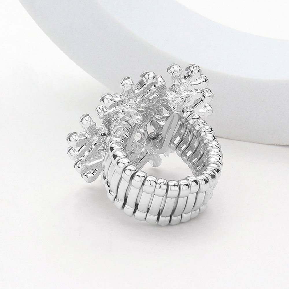 Stone Snowflake Pointed Stretch Ring — view 4