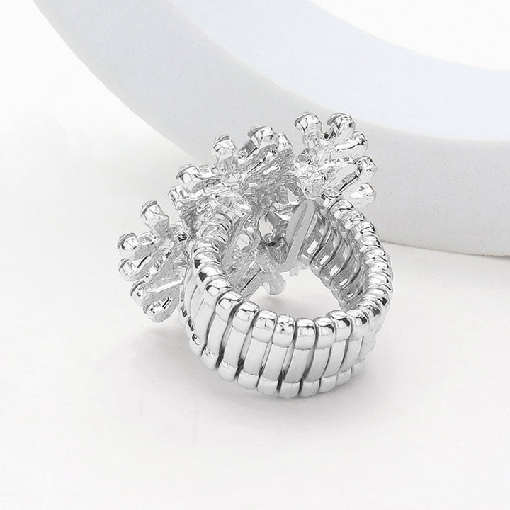 Stone Snowflake Pointed Stretch Ring — view 4