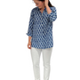 The Mason Navy Blue and White Cotton Button Back Top