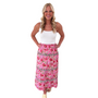 The Kara Block Print Long Length Skirt in Pink Floral