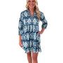 The Morley Turquoise Ikat Embroidered Trim Dress