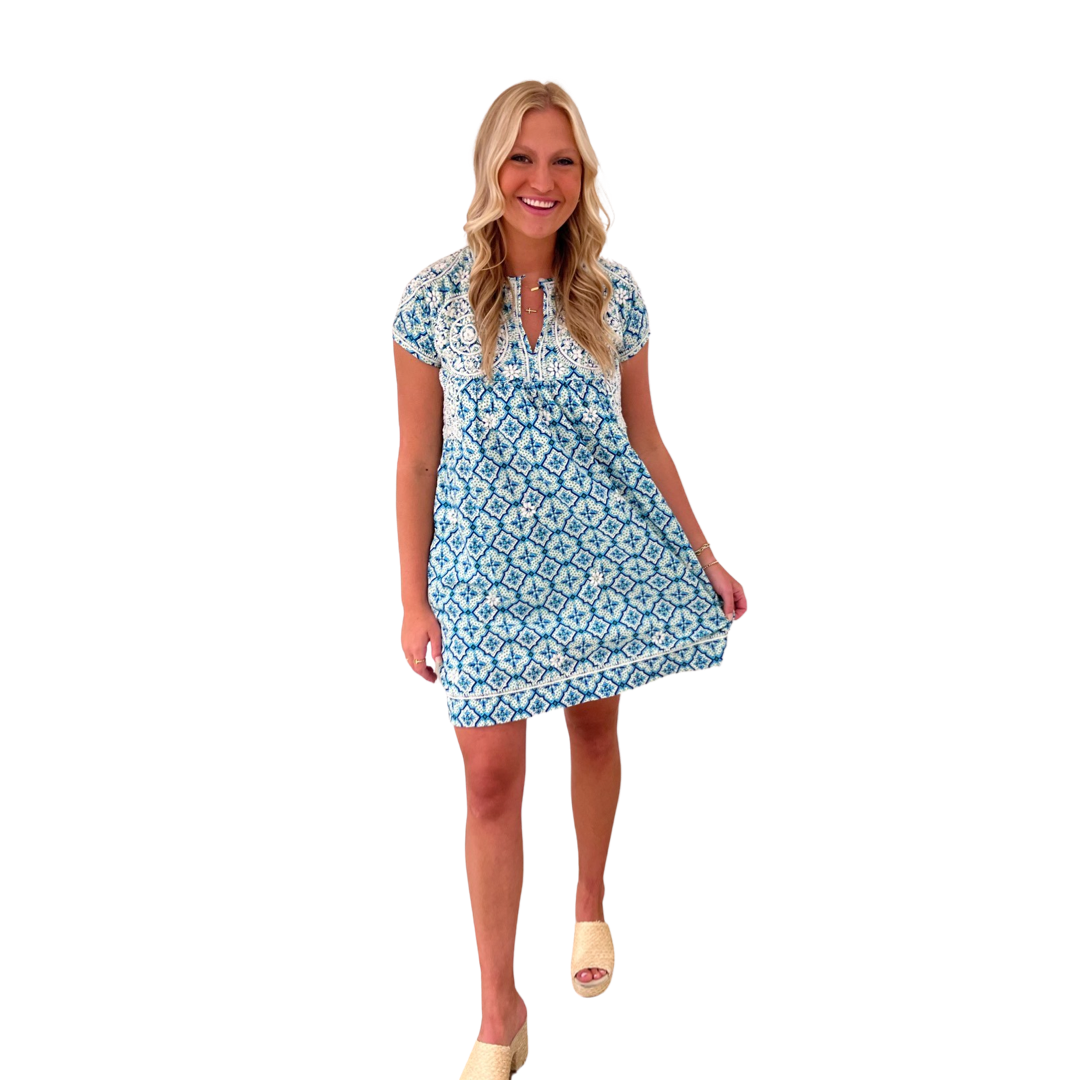 The Key Biscayne Embroidered Cotton Dress — view 12