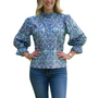 The Ainsley Hand Block Printed Cotton Ruffle Trimmed Top