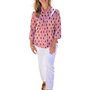 The Eloise Cotton Top in Pink Blue Hand Block