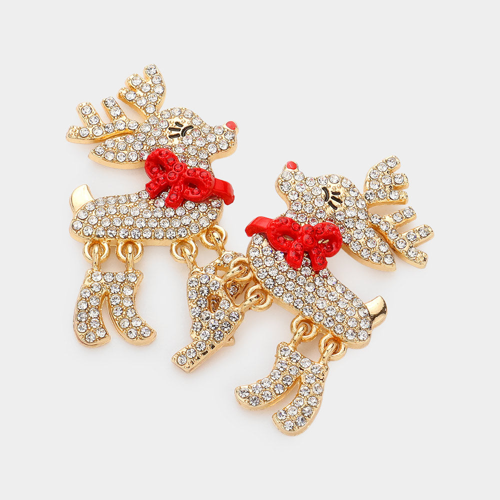 Rhinestone Rudolph Dangle Earrings