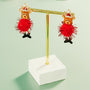 Pom Pom Dangle Rudolph Enamel Earrings