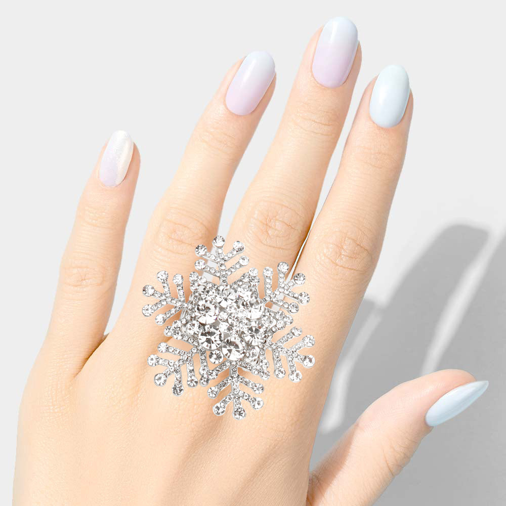 Bubble Stone Snowflake Stretch Ring — view 5
