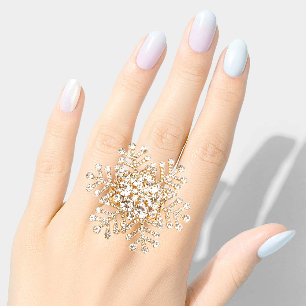Bubble Stone Snowflake Stretch Ring — view 2