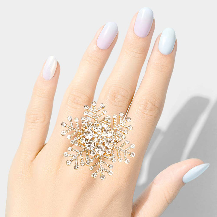 Bubble Stone Snowflake Stretch Ring — view 2