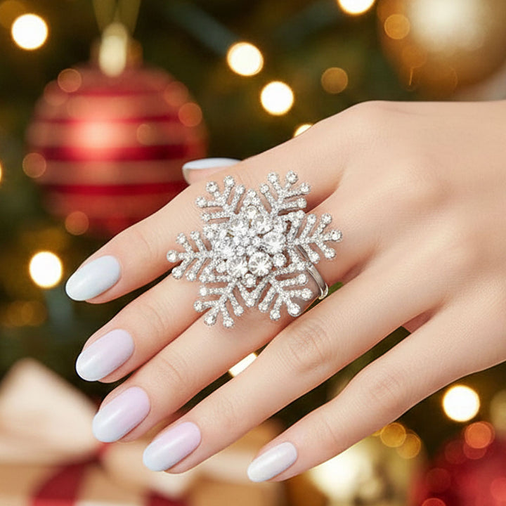 Bubble Stone Snowflake Stretch Ring — view 4