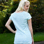 The Kylie Tee Shirt in White and Turquoise Hand Block