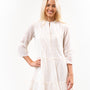 The Makayla White and Gold Cotton Gauze Tiered Dress