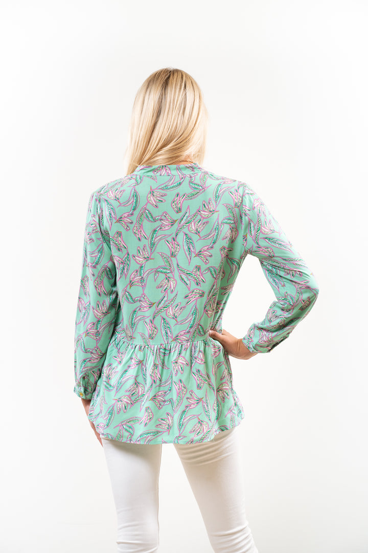 The Wyatt Button Front Tunic in Soft Green — view 3