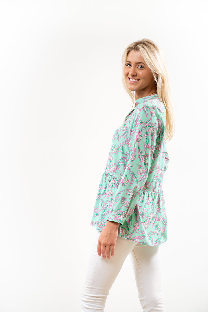 The Wyatt Button Front Tunic in Soft Green — view 4