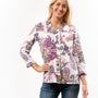 The Bessie Ruffle Front Cotton Blouse in Cream Multi Print