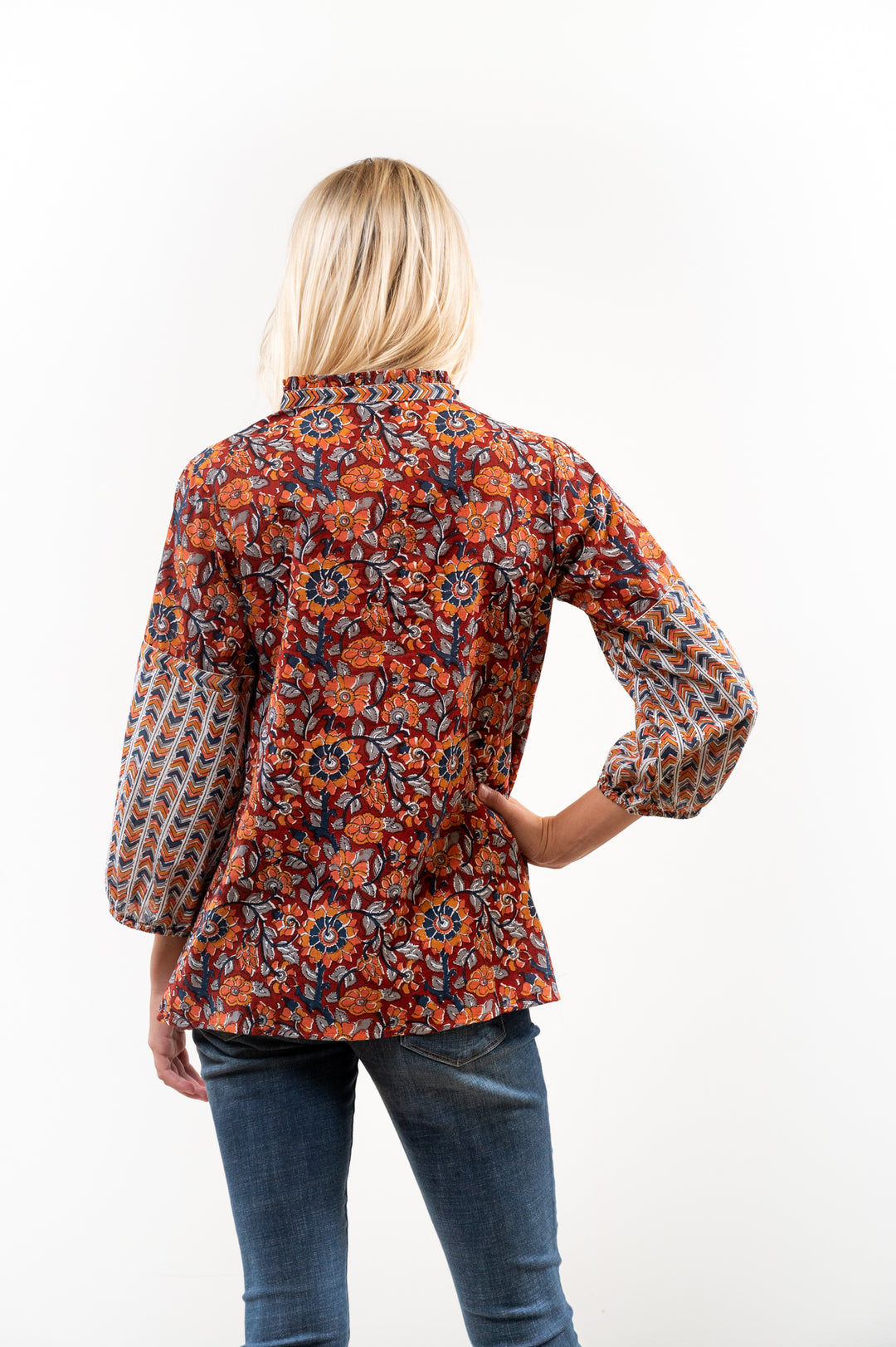 The Tinley Autumn Sunset Block Print Cotton Tunic — view 4