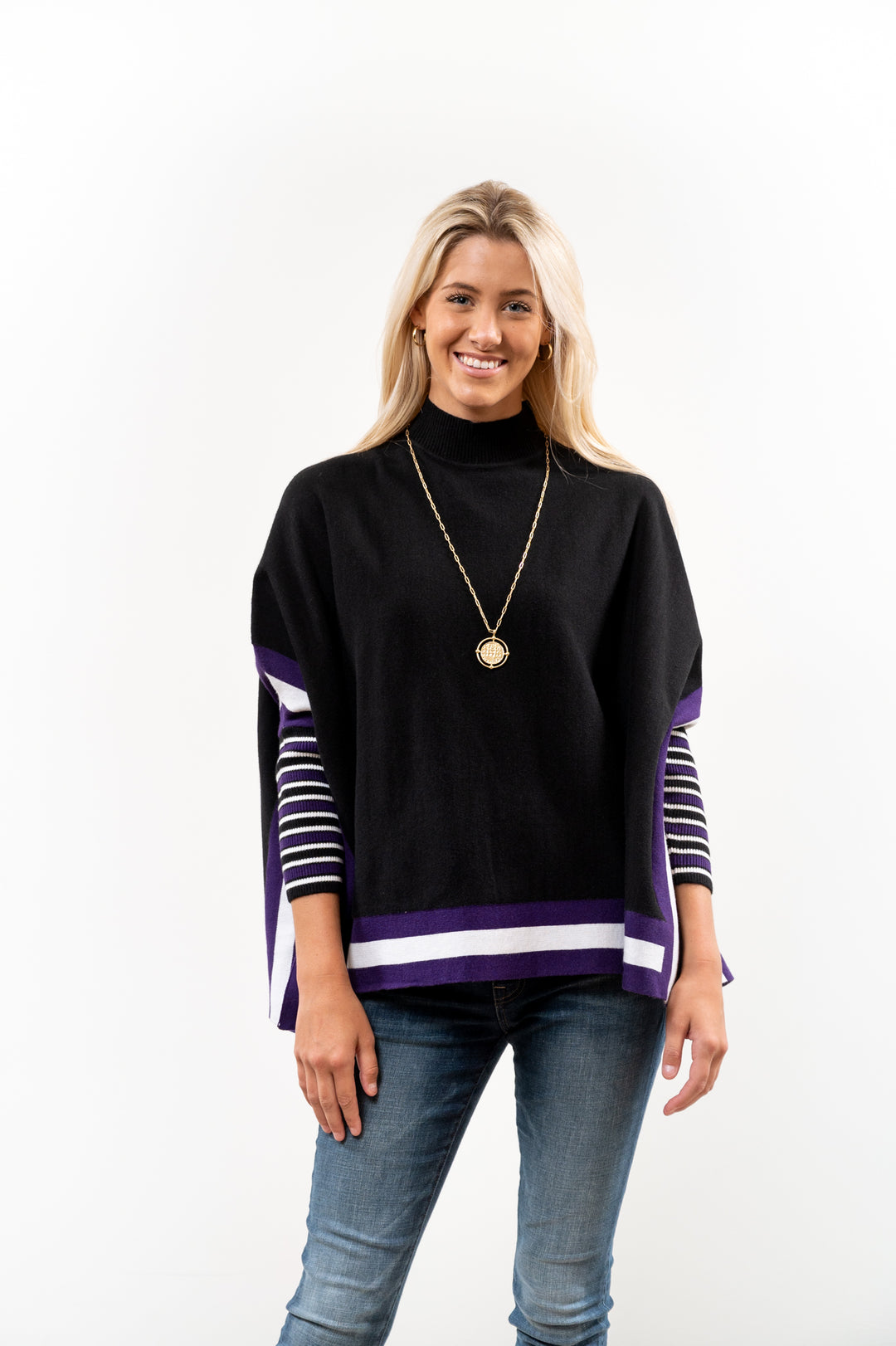 The Gillian Gameday and Beyond Striped Poncho — view 2