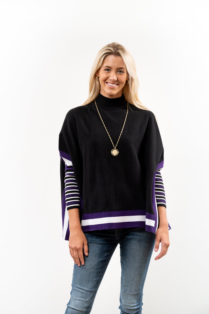The Gillian Gameday and Beyond Striped Poncho — view 2