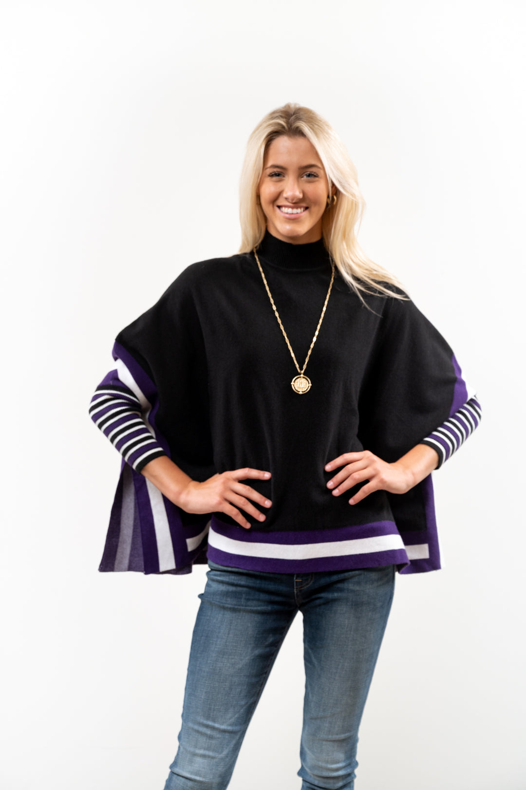 The Gillian Gameday and Beyond Striped Poncho — view 3