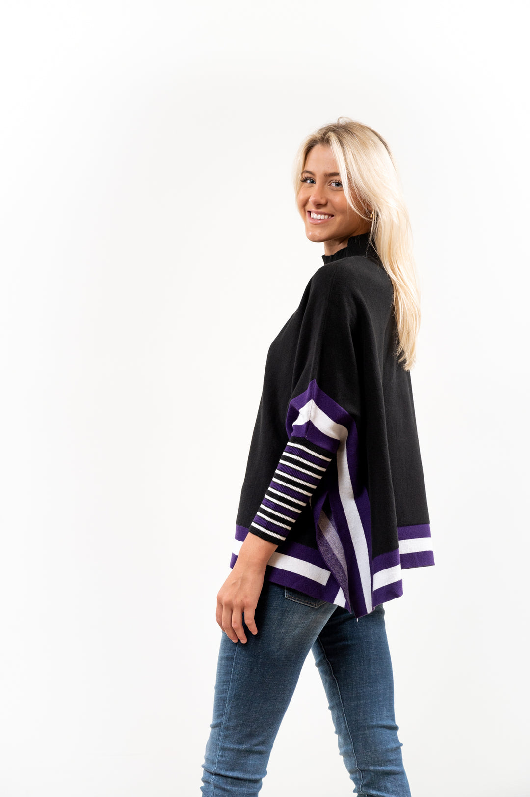 The Gillian Gameday and Beyond Striped Poncho — view 4