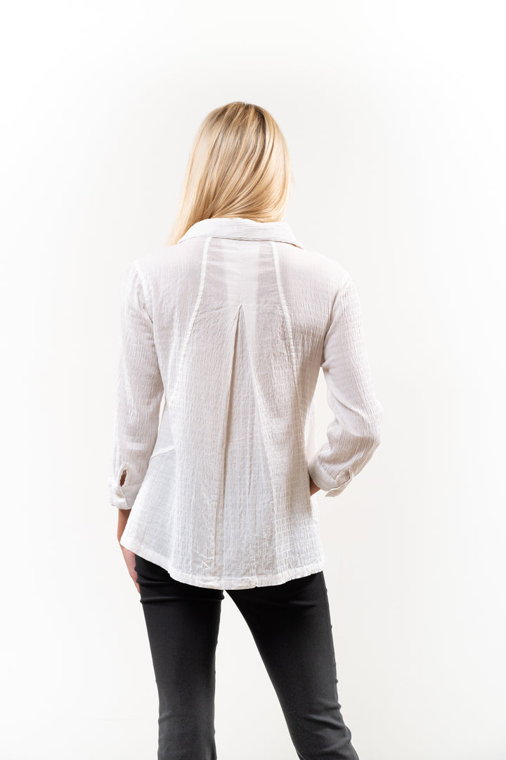 The Mimi Textured Cotton Top in White — view 4