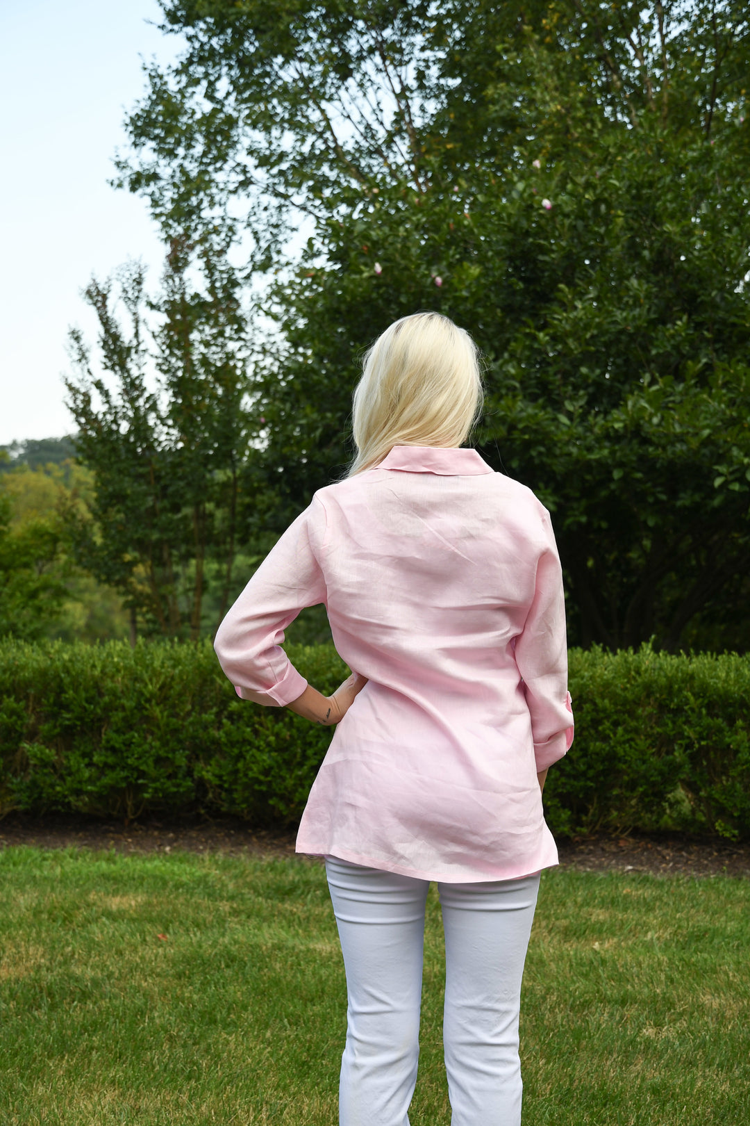 The Pearce Linen Tunic in Soft Pink — view 4