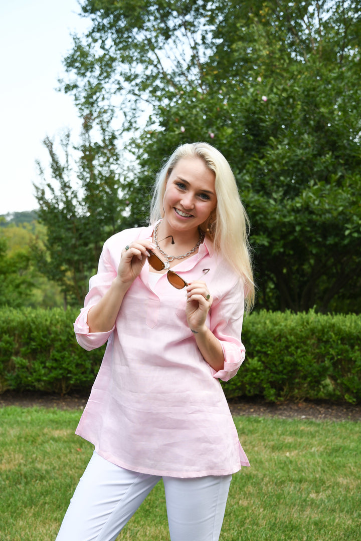 The Pearce Linen Tunic in Soft Pink