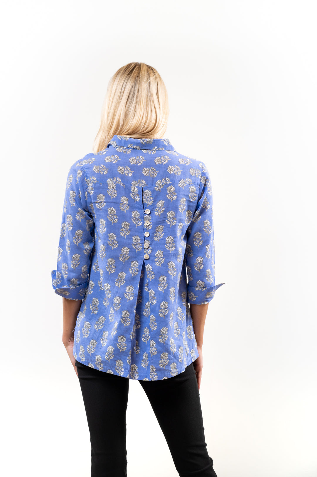 The Mason Top in Brilliant Blue Floral — view 4